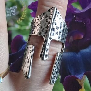 Knight helmet ring silver tone Spartan soldier armor Armour unisex bold goth